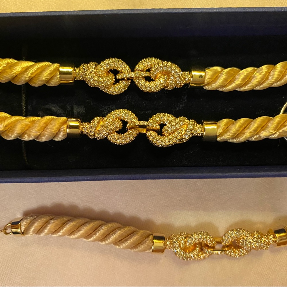 Swarovski Rope Knot Bracelet Necklace In Beige Gold